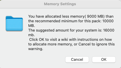 DH memory warning dialog