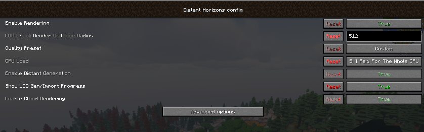 DH Rendering settings