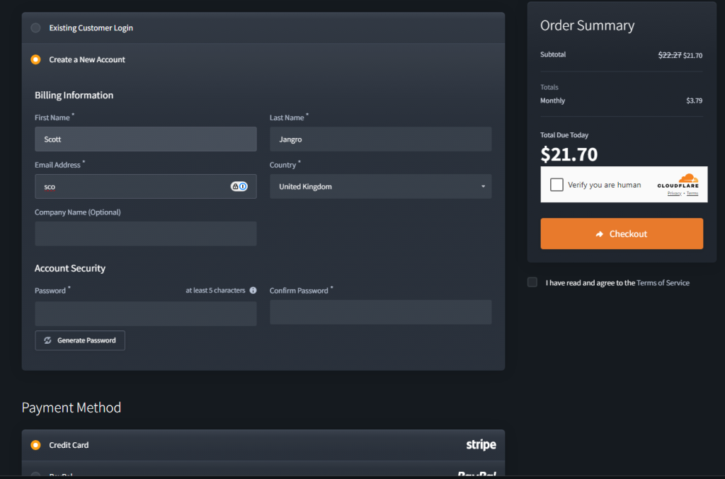 CloudNord configuration confirmation and Continue button