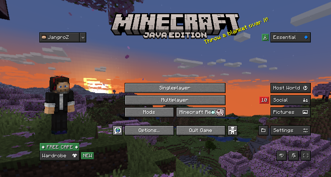 Essential mod Host World button in Minecraft menu