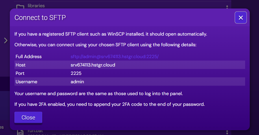 Hostinger SFTP connection instructions for file management and mod uploads