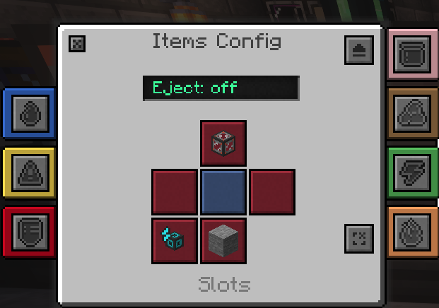 Mekanism Quantum Entangloporter configuration menu showing input/output settings for items, fluids, gases, and energy