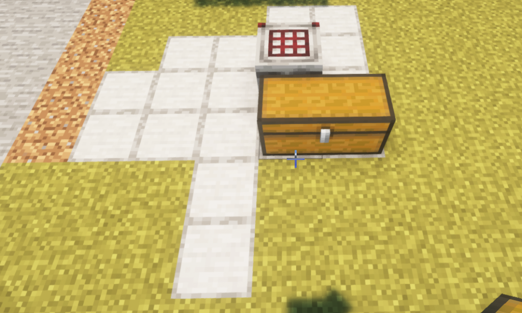 Minecraft crafter with output chest placed on front face