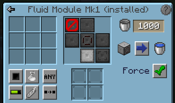 Fluid sender module configuration with force placement option