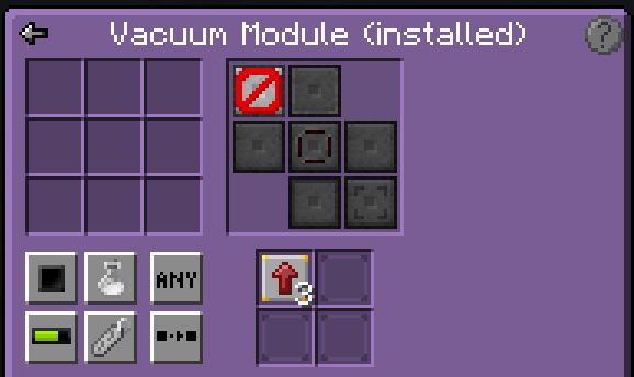 Vacuum module configuration settings and options