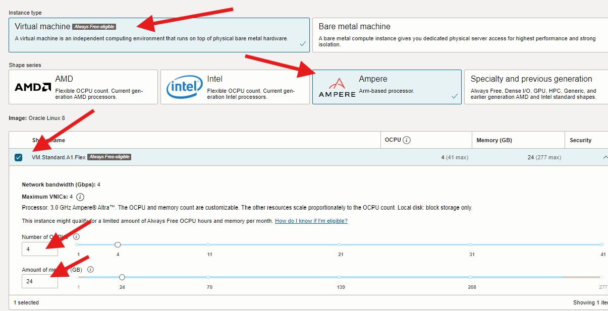 Oracle Cloud Ampere A1 configuration