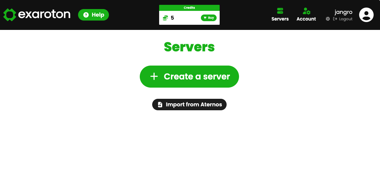 Exaroton Dashboard