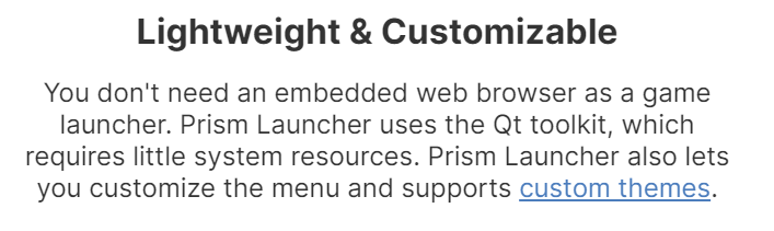 Prism Launcher comparison with Electron-based launchers